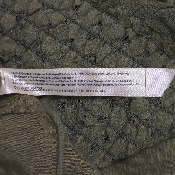 Free People Adella Cami Crochet Lace Flowy Tiered Crisscross Olive Sparrow L New - Picture 7 of 11